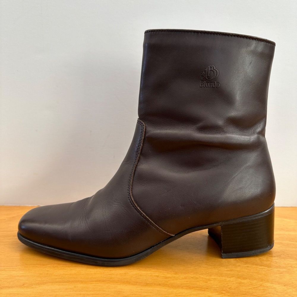 Blondo Canada Brown Smooth Leather Side Zip Ankle Boots Women Size 11 AA Narrow - Picture 14 of 16